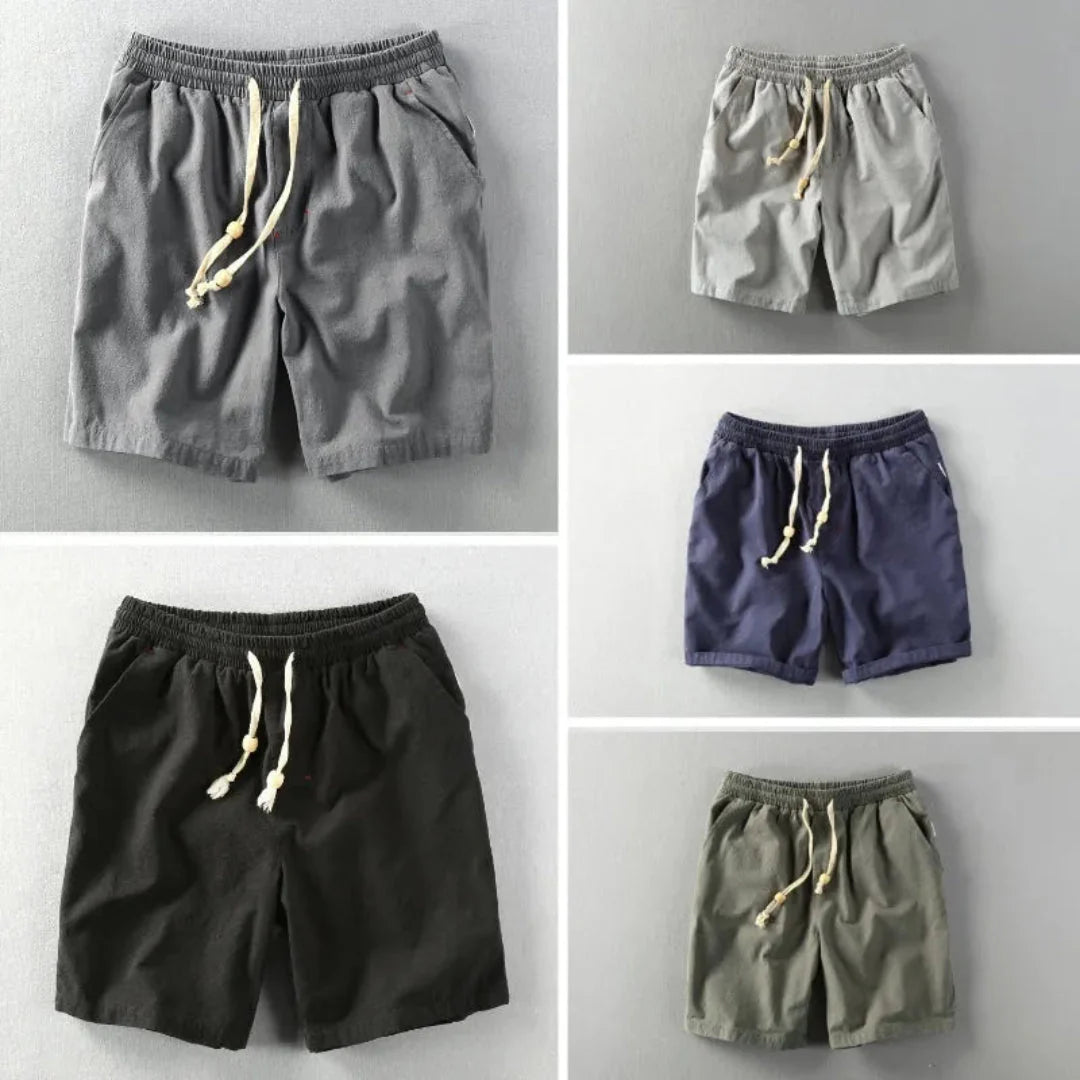 Men's Linen Shorts with Drawstring Waist