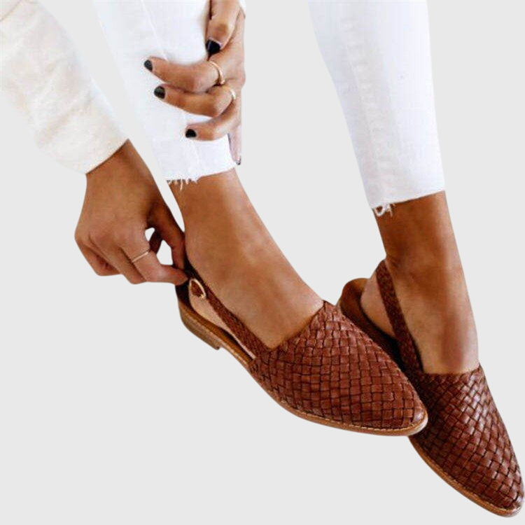 Rosa | Orthopedic Flat Sandals with Woven Leather Design