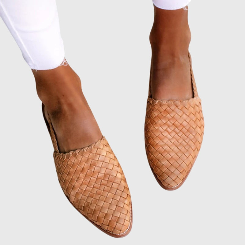 Rosa | Orthopedic Flat Sandals with Woven Leather Design