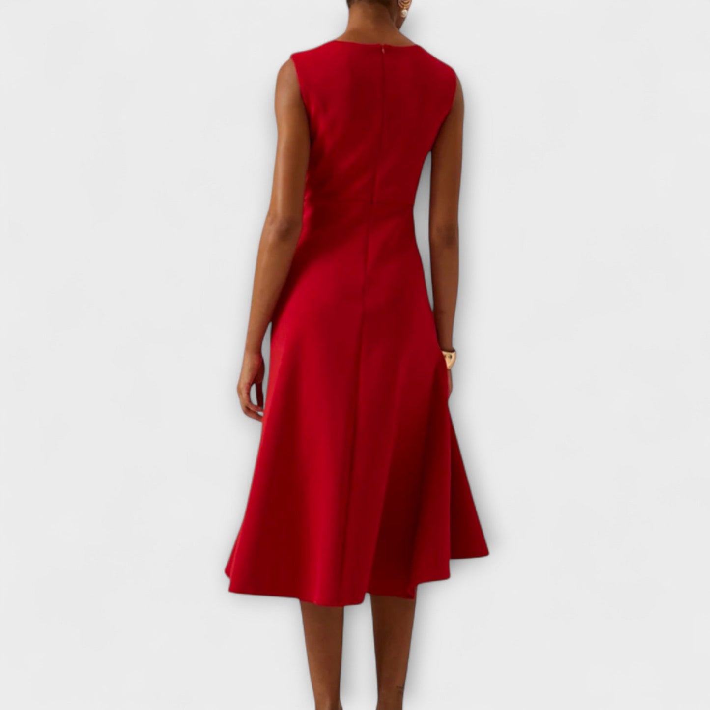 Darlene | Cocktail Midi Dress with Ruffle Hem and Bow Waist