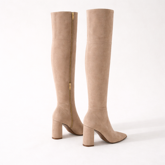 Brooke | Women's Suede Over the Knee Boots with Block Heel