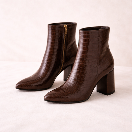 Diana | Women's Croc Ankle Boots with Block Heel
