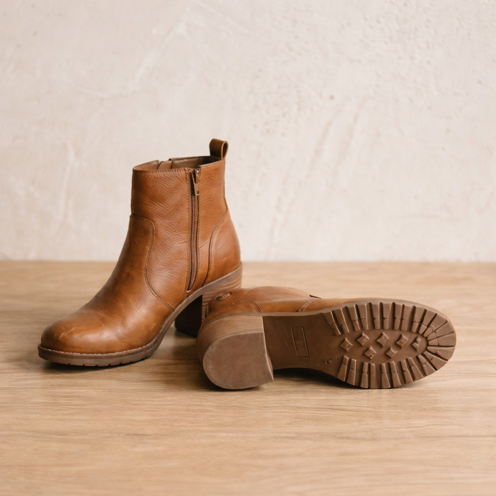 Women’s Cognac Leather Ankle Boots