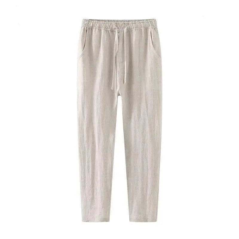 Men's Linen Wide Leg Trousers with Relaxed Fit