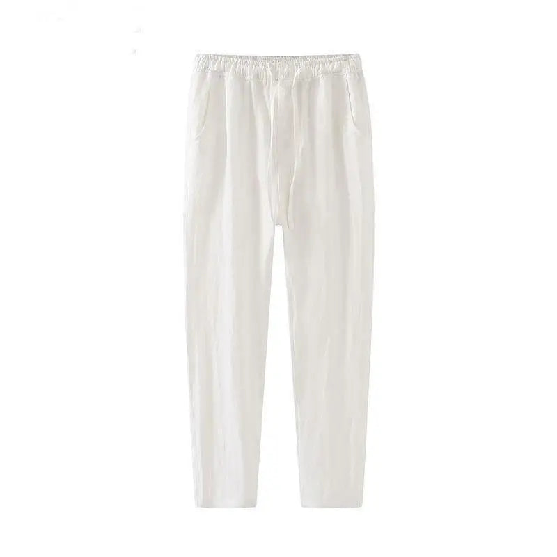 Men's Linen Wide Leg Trousers with Relaxed Fit