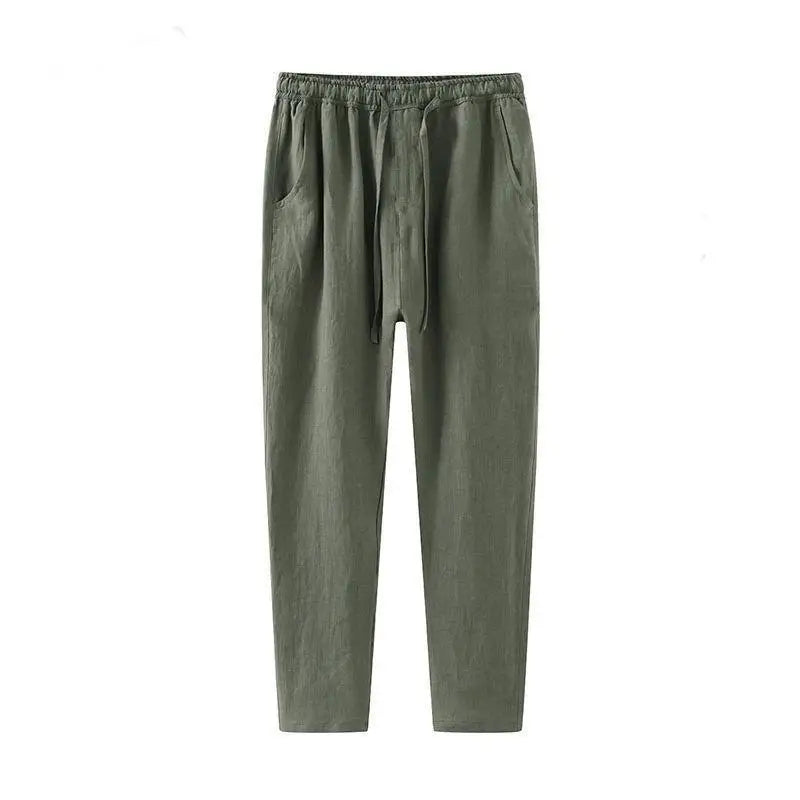 Men's Linen Wide Leg Trousers with Relaxed Fit