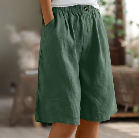 Faye | Women's Linen Bermuda Shorts with Elastic Waist