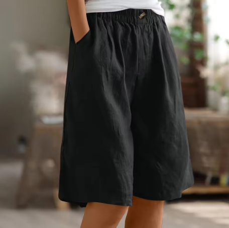 Faye | Women's Linen Bermuda Shorts with Elastic Waist
