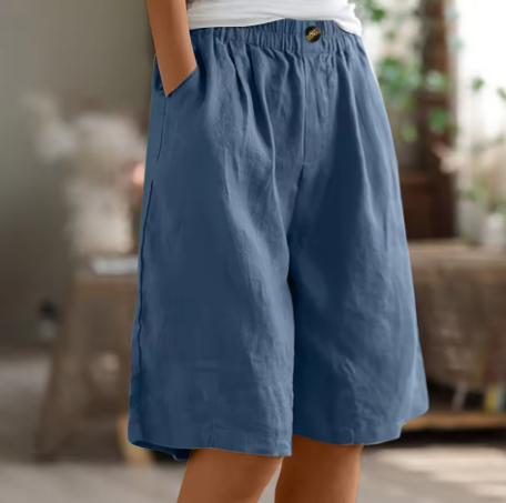 Faye | Women's Linen Bermuda Shorts with Elastic Waist