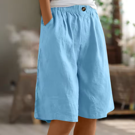 Faye | Women's Linen Bermuda Shorts with Elastic Waist