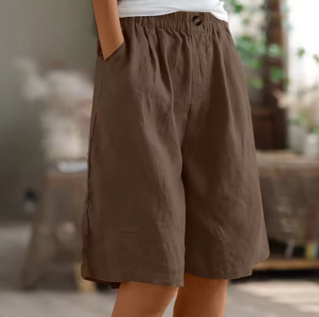 Faye | Women's Linen Bermuda Shorts with Elastic Waist