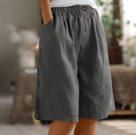 Faye | Women's Linen Bermuda Shorts with Elastic Waist