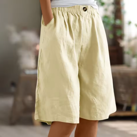 Faye | Women's Linen Bermuda Shorts with Elastic Waist