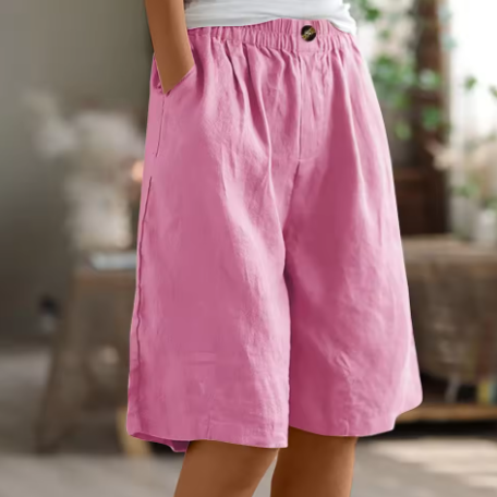 Faye | Women's Linen Bermuda Shorts with Elastic Waist