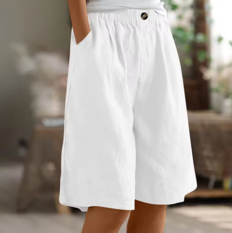 Faye | Women's Linen Bermuda Shorts with Elastic Waist