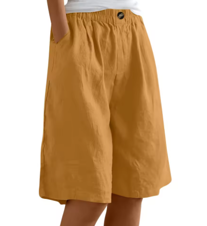 Faye | Women's Linen Bermuda Shorts with Elastic Waist