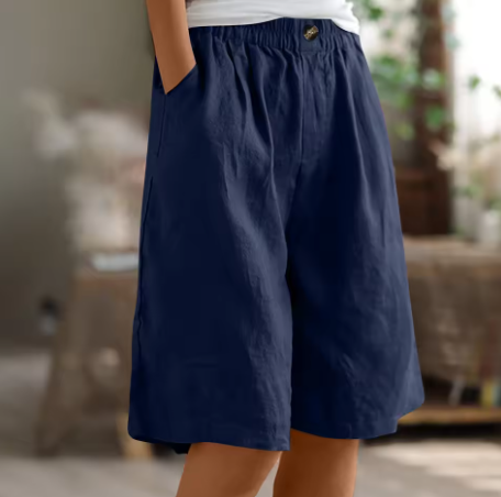 Faye | Women's Linen Bermuda Shorts with Elastic Waist