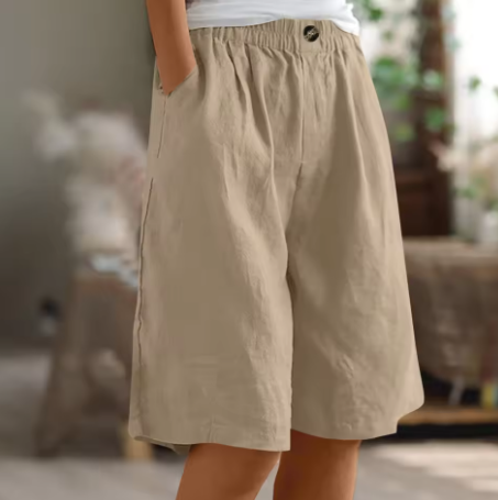 Faye | Women's Linen Bermuda Shorts with Elastic Waist