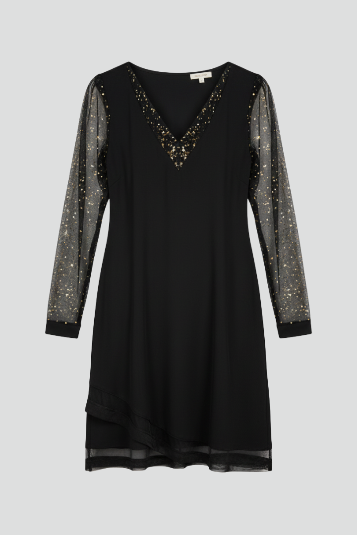 Madison | Cocktail Dress with Sequin Mesh Sleeves