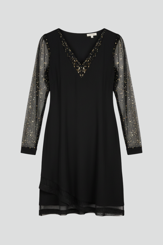 Madison | Cocktail Dress with Sequin Mesh Sleeves