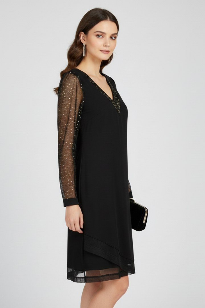 Madison | Cocktail Dress with Sequin Mesh Sleeves