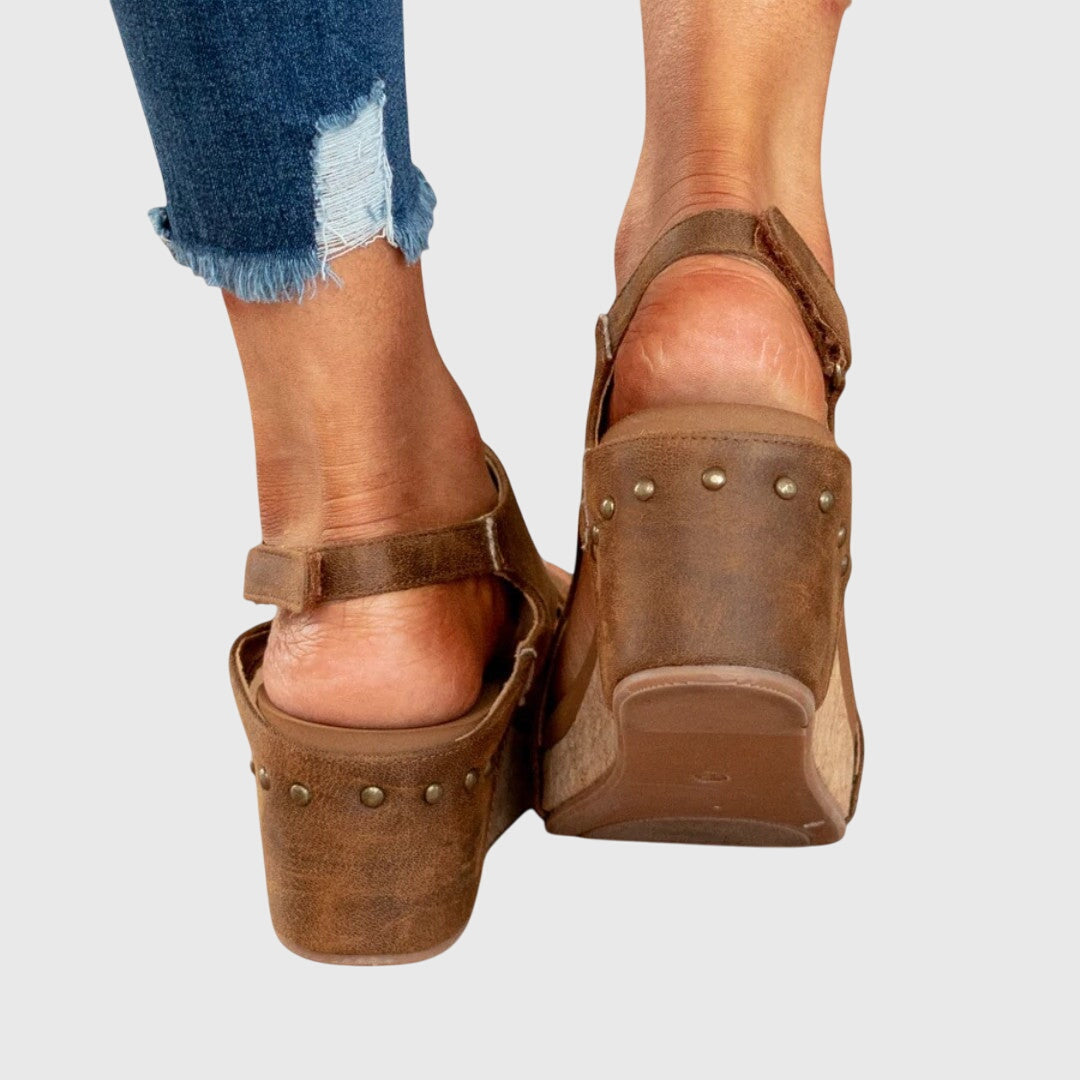 Lena | Orthopedic Wedge Sandals with Cork Platform and Open Toe
