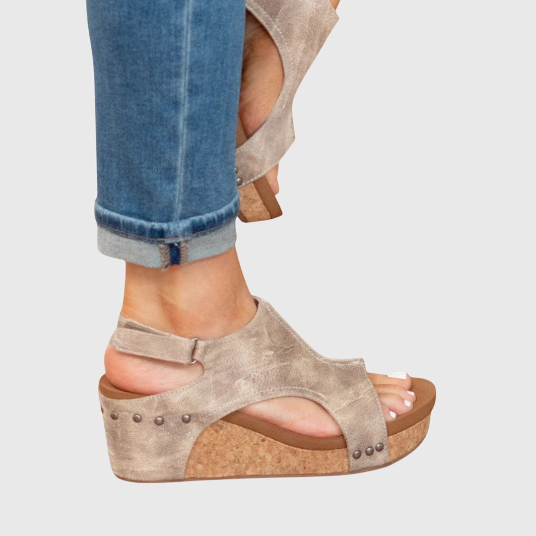 Lena | Orthopedic Wedge Sandals with Cork Platform and Open Toe