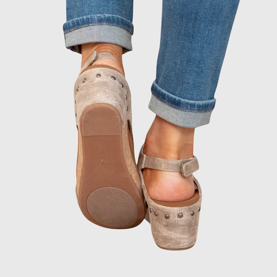Lena | Orthopedic Wedge Sandals with Cork Platform and Open Toe