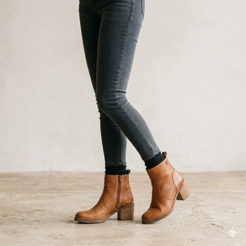 Women’s Cognac Leather Ankle Boots